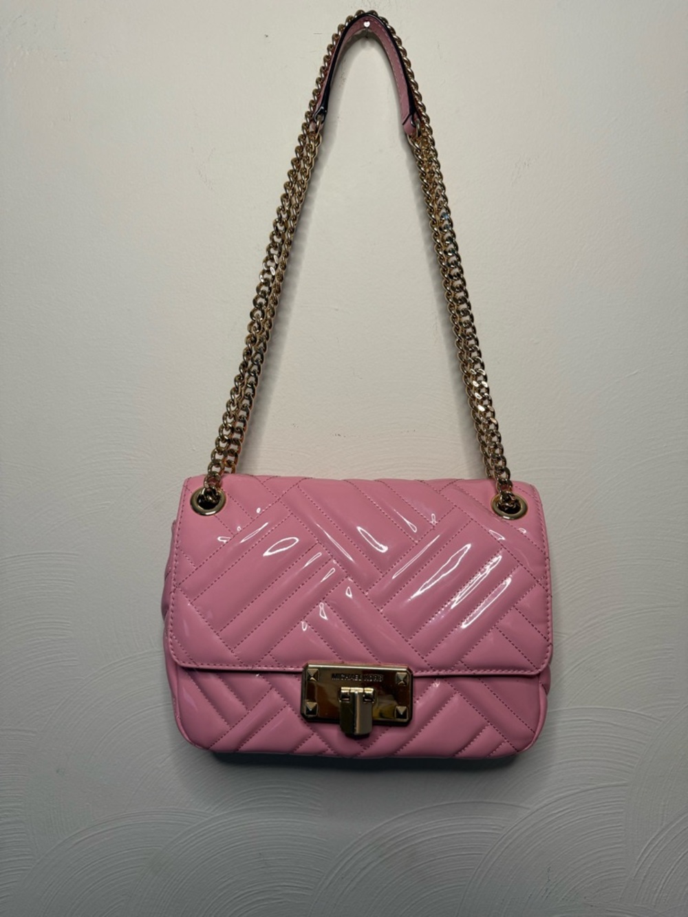 Michael Kors Peyton Quilted Patent Shoulder Bag with Gold Hardware - Picture 10 of 10